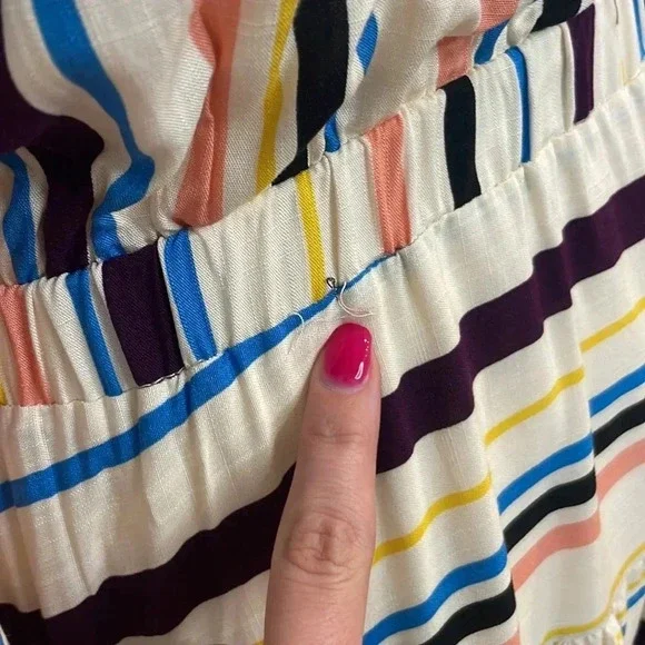 LOST + WANDER REVOLVE CORY Cream Blue STRIPED Boho MINI DRESS - Picture 9 of 16